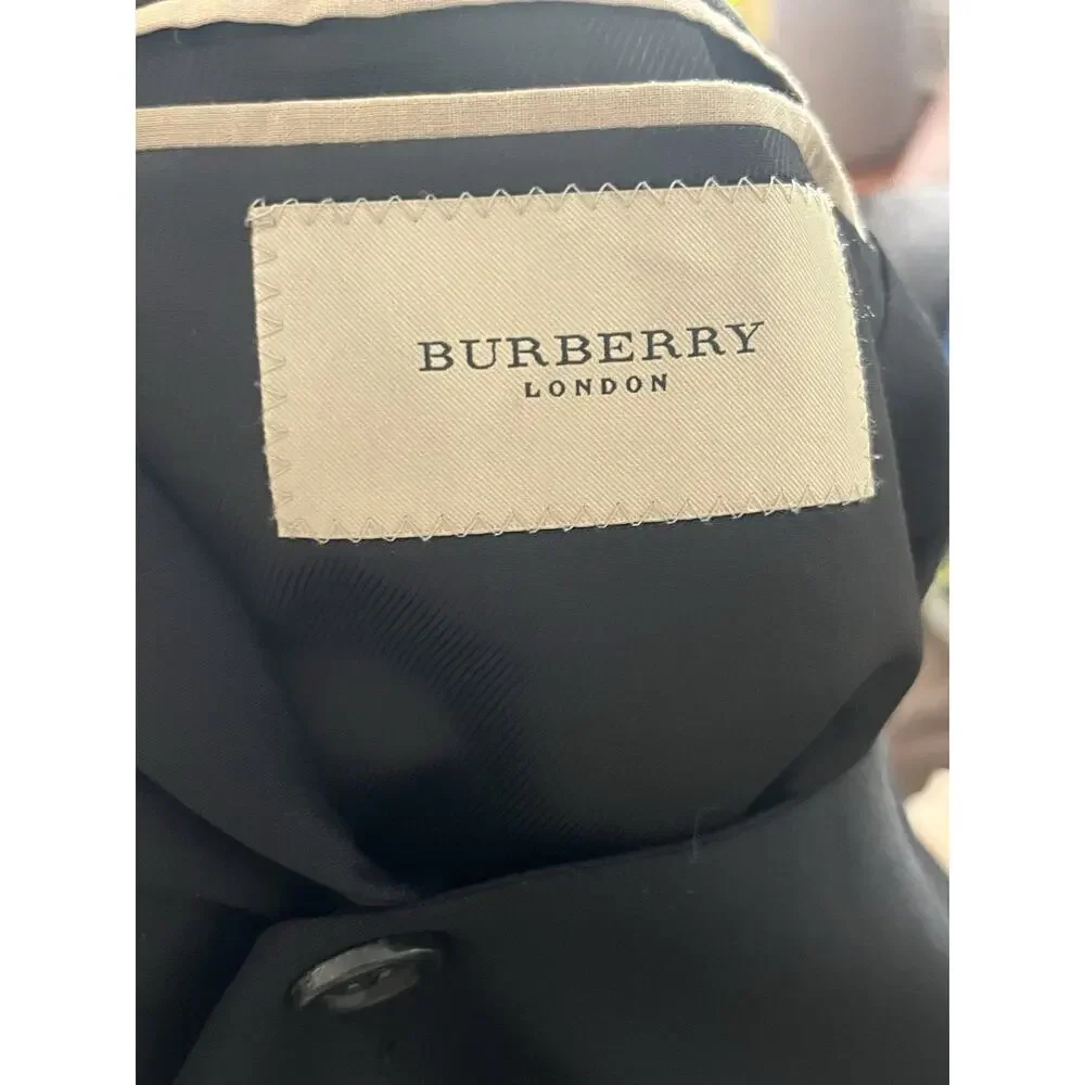 Burberry London 100% Wool Suit Jacket •Men 36R•Navy Blue 3 Button Blazer Barneys